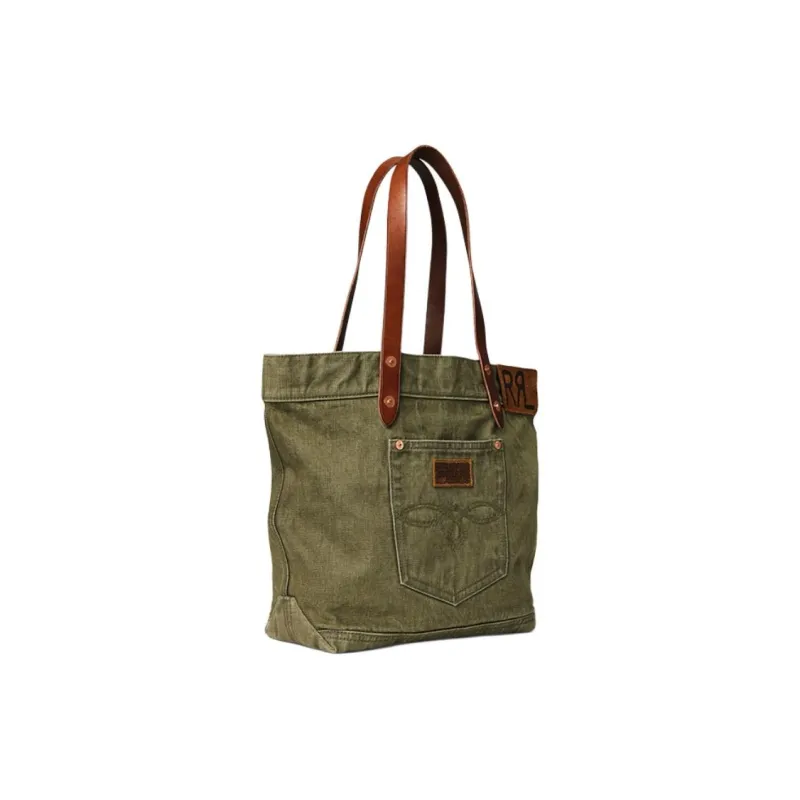 Ralph Lauren Fabric Tote Bag Shopping Bag Handbag Shoulder Bag Men's Olive Green-1