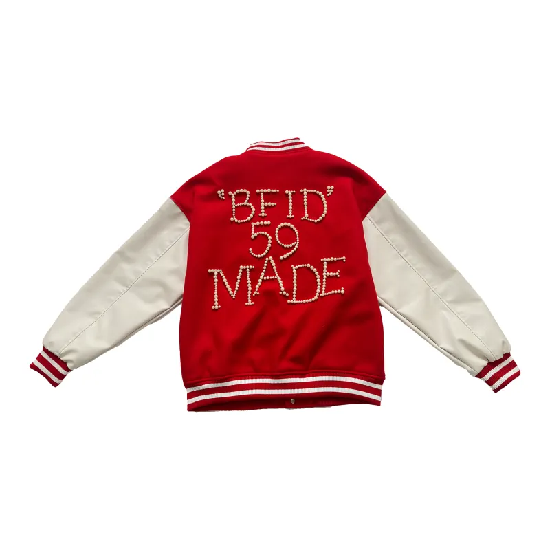 YINLEI Baseball Jacket Unisex Red-1