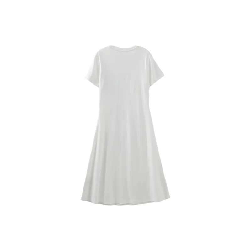 【dme】 Short Sleeved Dresses Women's White-0