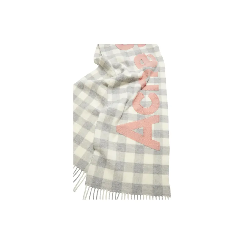 Acne Studios Logo Detailed Checkered Scarf-2