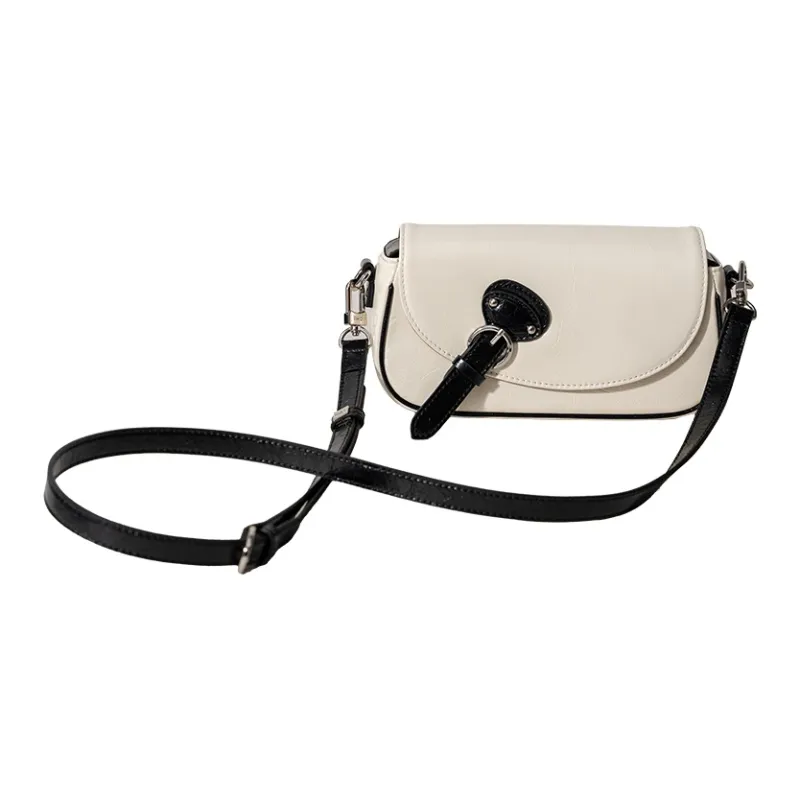 OMI Cow Leather One Shoulder Handbag Crossbody Bag Regular Women's Deep Black/Ecru-10