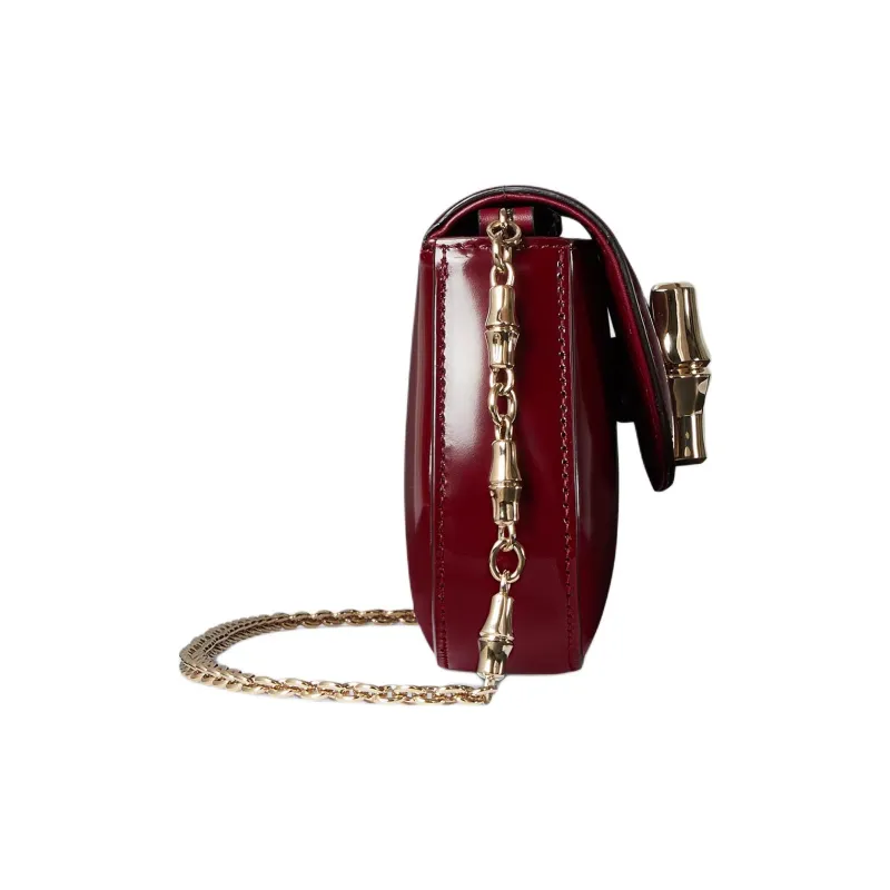 GUCCI Leather Shoulder Bag Mini Women's Red-2