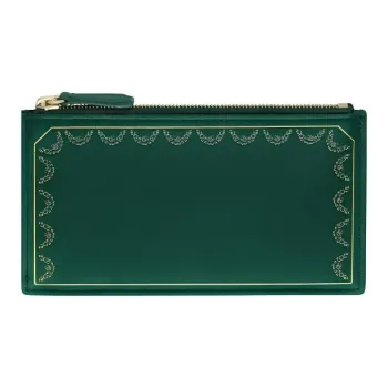 CARTIER GUIRLANDE Cow Leather Card Holder Women's Green