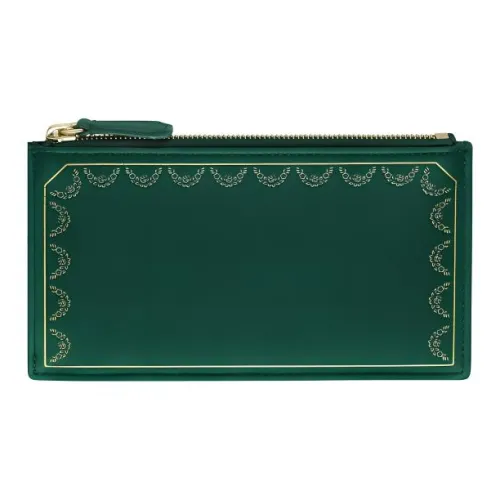 CARTIER GUIRLANDE Cow Leather Card Holder Women's Green