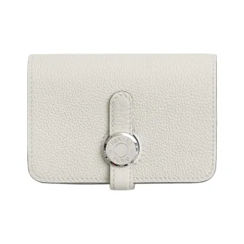 HERMES Dogon Togo Calfskin Card Holder Women's M4 Gris Pale Cream Gray