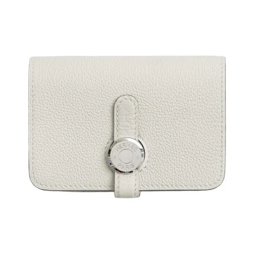 HERMES Dogon Togo Calfskin Card Holder Women's M4 Gris Pale Cream Gray