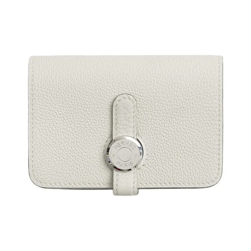 HERMES Dogon Togo Calfskin Card Holder Women's M4 Gris Pale Cream Gray-0