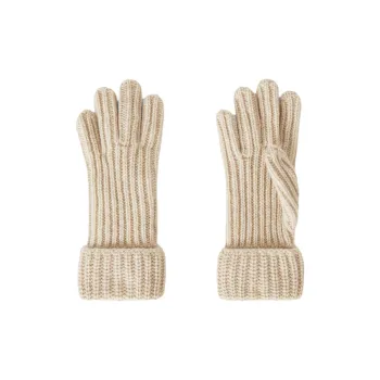 Loro Piana Cashmere Knit Gloves Kids' Antique Paper Color