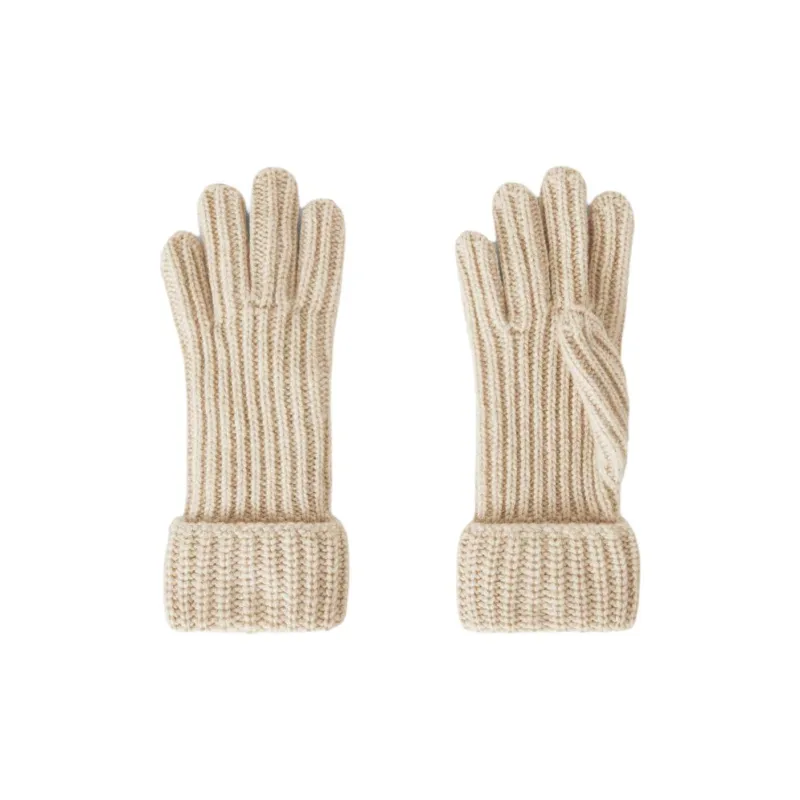 Loro Piana Cashmere Knit Gloves Kids' Antique Paper Color-0