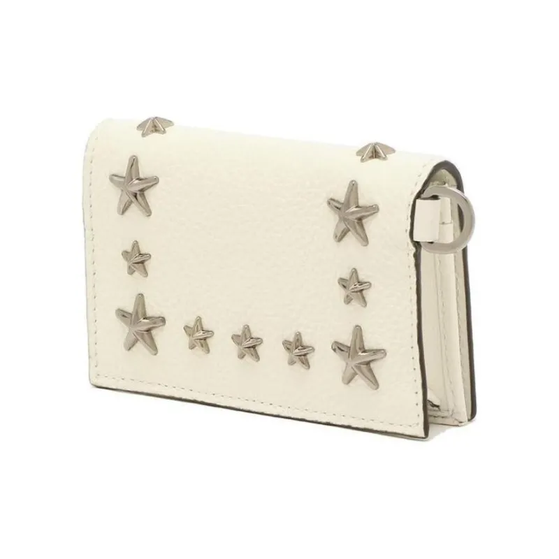 Jimmy Choo Leather Card Holder Unisex Latte Bronze-2
