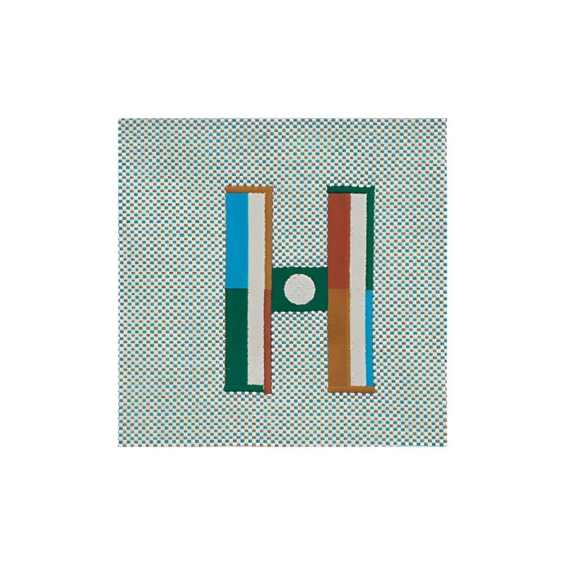 HERMES Cotton Clutch Small Size Unisex Teal & Pebble Gray-2