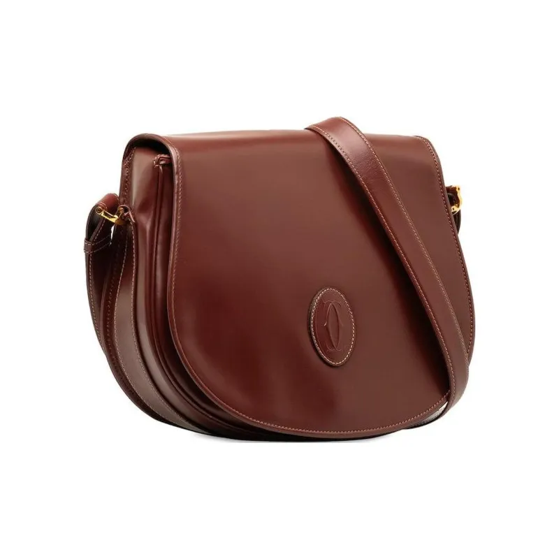 CARTIER Must De Cartier Calfskin Shoulder Bag Crossbody Bag Women's Brown-1