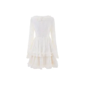 Oudifu Long Sleeved Dress Women's Apricot