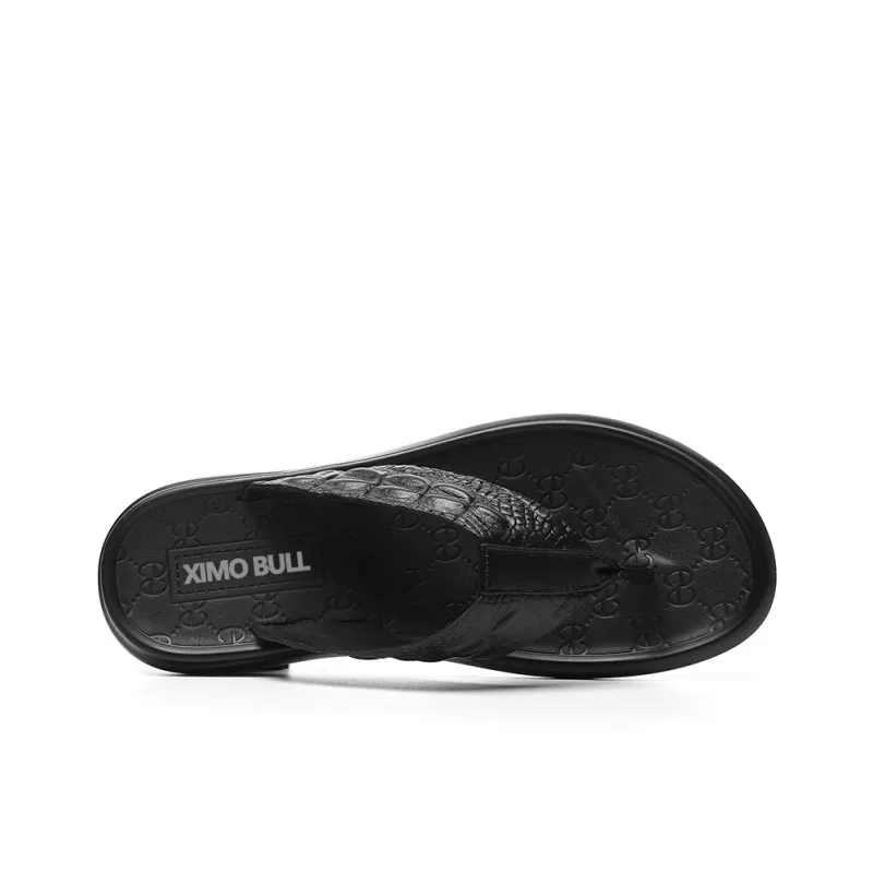 XIMO BULL Rubber Sole Totem Slip-Resistant Flip Flops Men's Black-7
