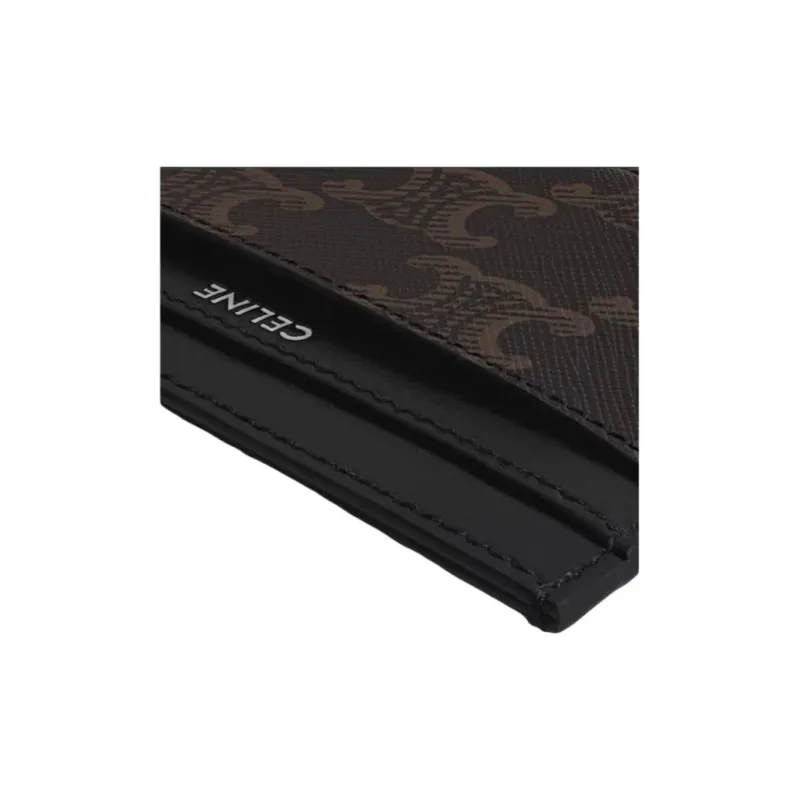 CELINE CANVAS TRIOMPHE Canvas Card Holder Medium Size Men's Black & Brown-3