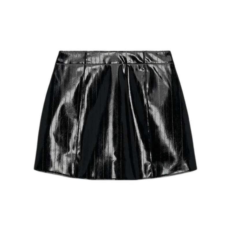 ZARA ZW Series Leather Short Skirts Women's Black-1