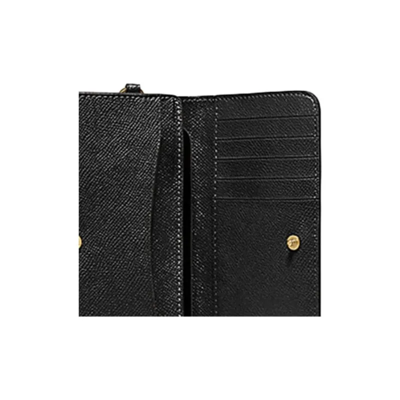 COACH Cross Grain Leather Clutch Wallet, Cell Phone Pouch, Wallet Women's Black-3