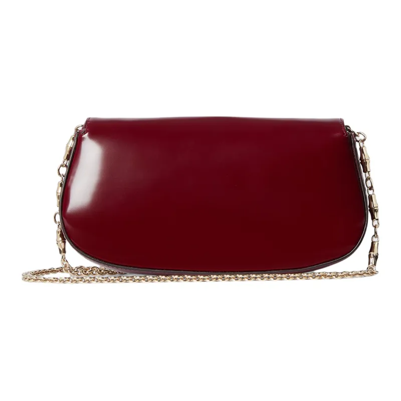 GUCCI Leather Shoulder Bag Mini Women's Red-3