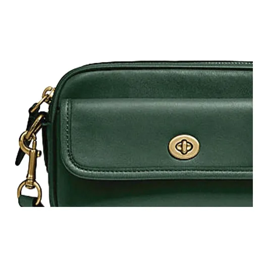 COACH Leather Sling Bag, Crossbody Bag, Fanny Pack Trumpets Women's Green-4
