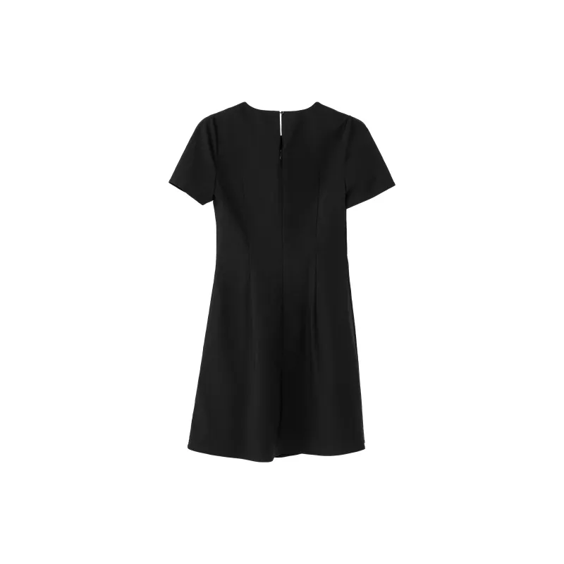 Fstudio Korean Style Petite Texture Cinched Waist Commute Short Sleeved Dress Women's-1