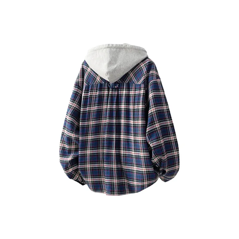 KOKO BASE Shirt Unisex Blue And Gray Plaid-1