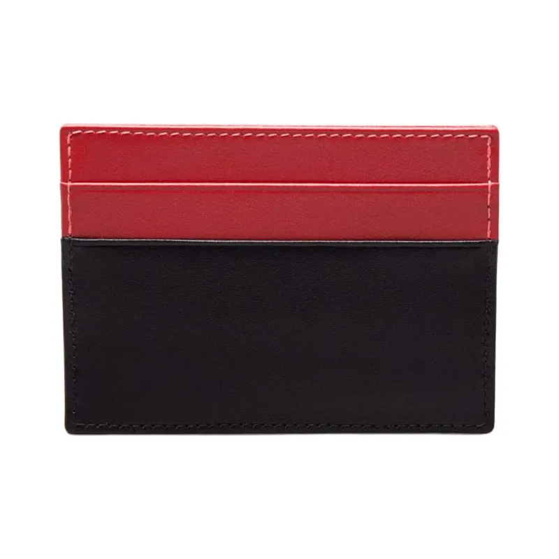 ETTINGER Calfskin Card Holder Men's Black & Red-2