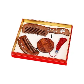 ANTINOB New Chinese Style Sandalwood Hair Comb Set Massage Hair Care Three Piece Set