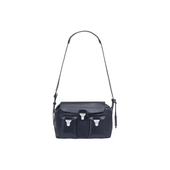 Lemaire Cow Leather Small Square Bag, Equipment Bag, Shoulder Bag Medium Size Unisex Denim Blue
