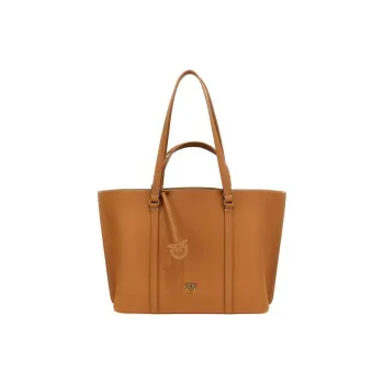 PINKO Calfskin Tote Bag Shopping Bag Shoulder Bag Handbag Women's Beige