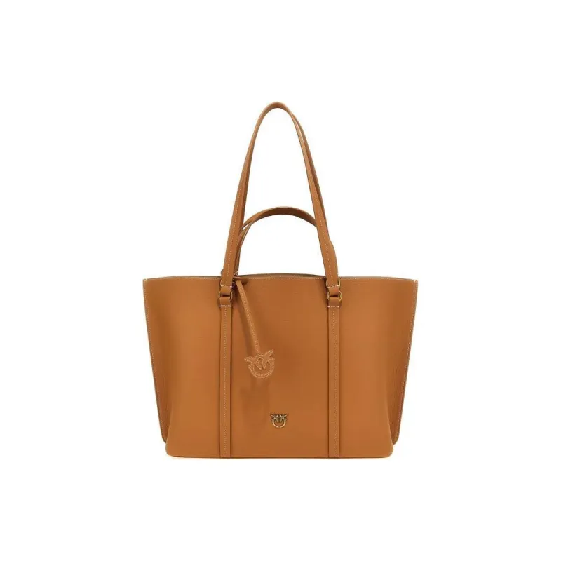 PINKO Calfskin Tote Bag Shopping Bag Shoulder Bag Handbag Women's Beige-0