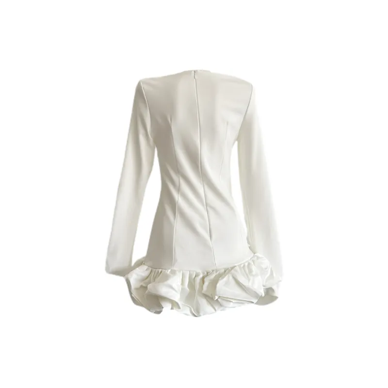 Udon House Long Sleeved Dress Women's White-1