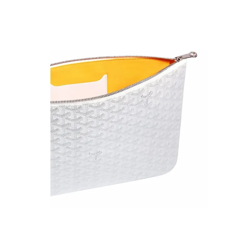 GOYARD SENAT Canvas With Leather Wallet, Toiletry Bag, Clutch Unisex White-3