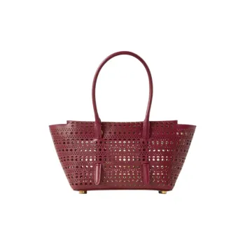 Alaia Cow Leather Shoulder Bag Crossbody Bag Handbag Women's Burgundy