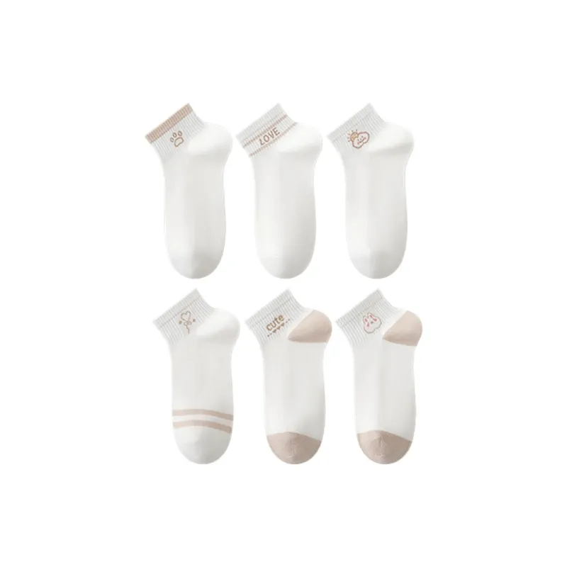 H-YXIANG Ankle Socks Women's 6 Pack White-0