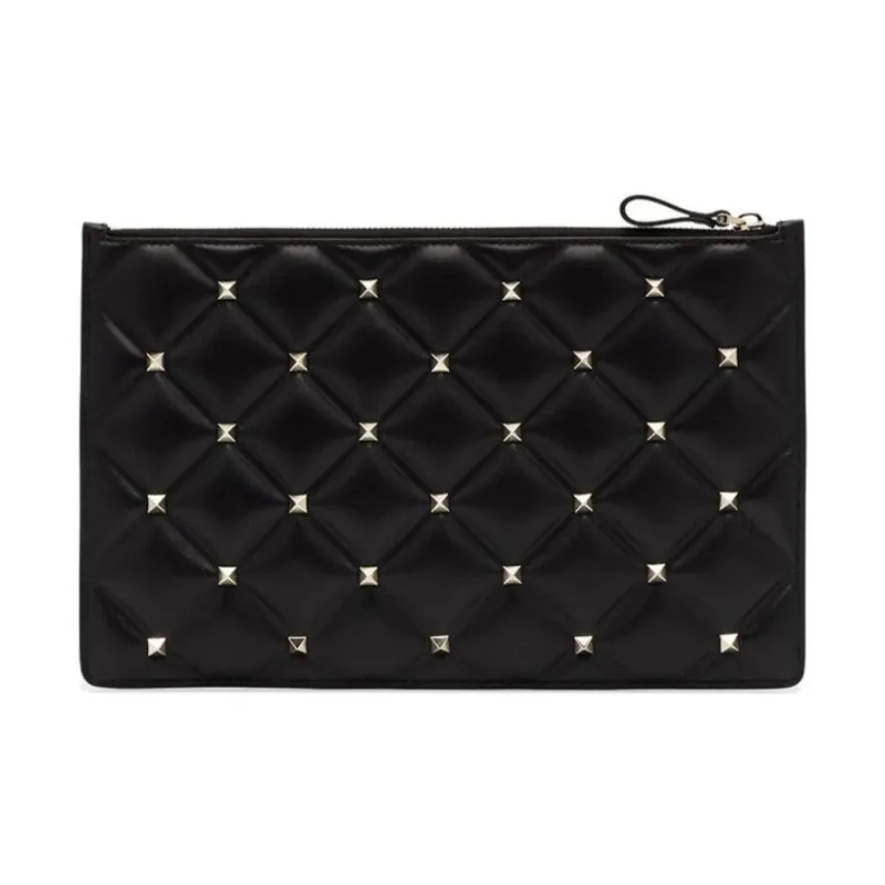 Valentino Rockstud Lambskin Wallet Clutch Women's Black-0