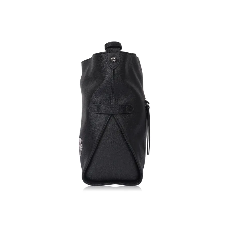 KARL LAGERFELD Top Grain Cow Leather Crossbody Bag Women's Black-3