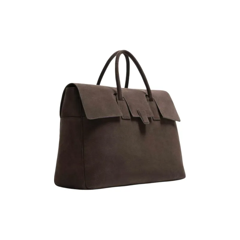 ZARA Cow Leather Travel Bag Men's Brown-1