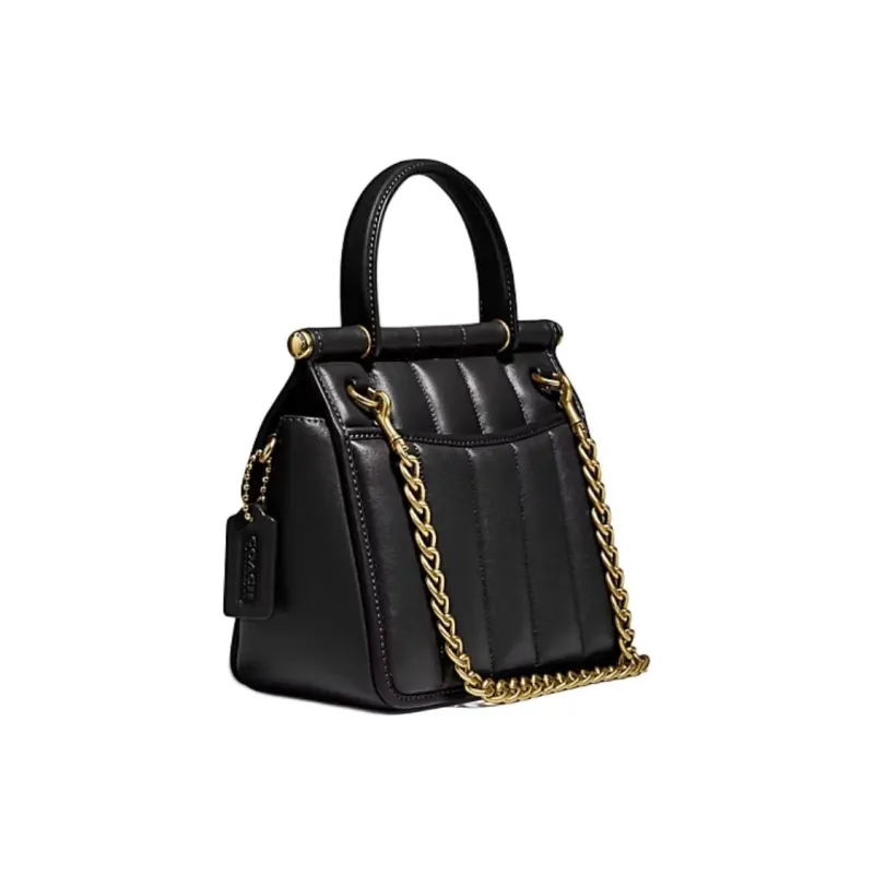 COACH Willis Leather Square Bag Handbag Shoulder Bag Women's Brass & Black-1