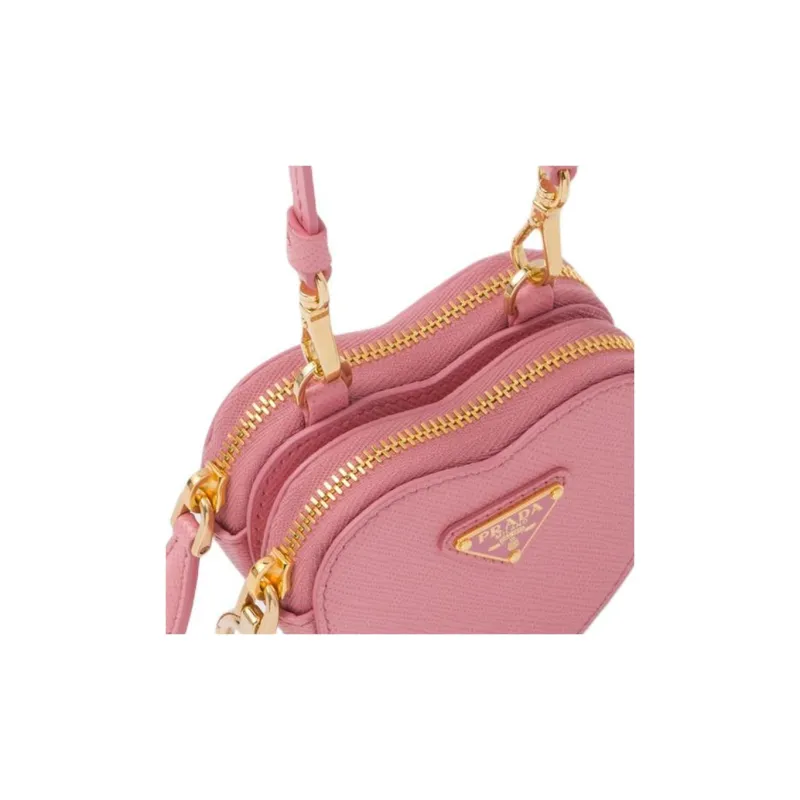 PRADA Saffiano Leather Clutches Handbags Mini Women's Petal Pink-4
