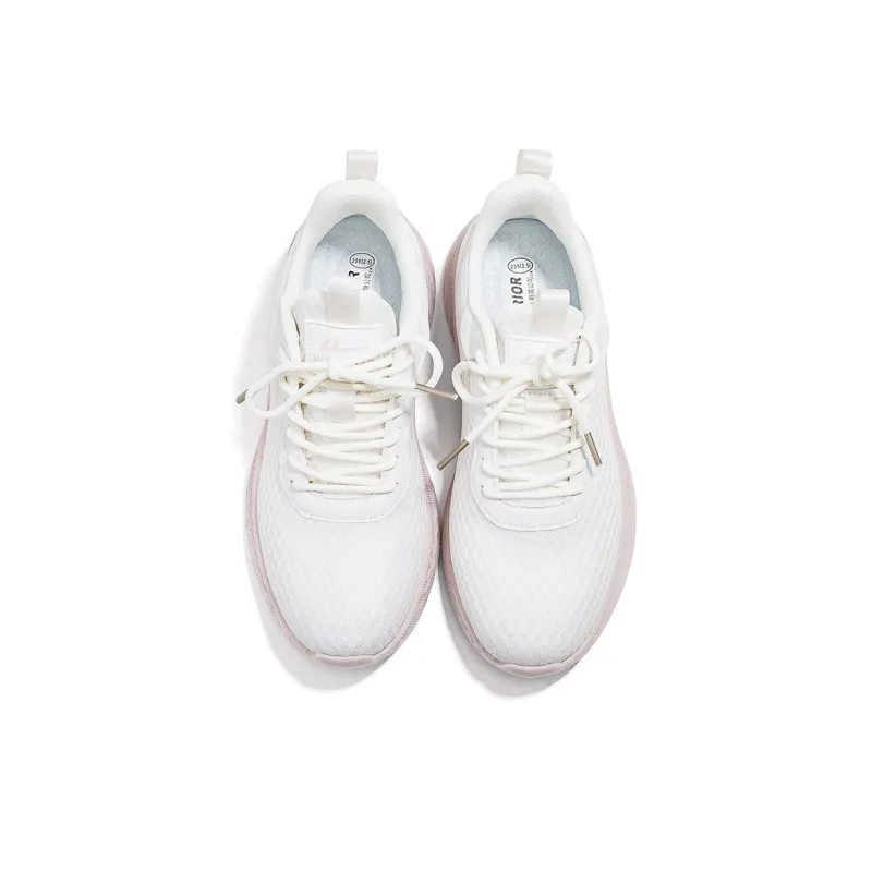 Warrior Cushioned Wear-Resistant Breathable Low-Top Casual Running Shoes Women's White Pink-3