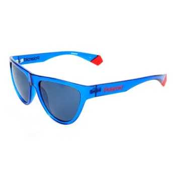 Polaroid Resin Irregular Shape Sunglasses Women's Blue