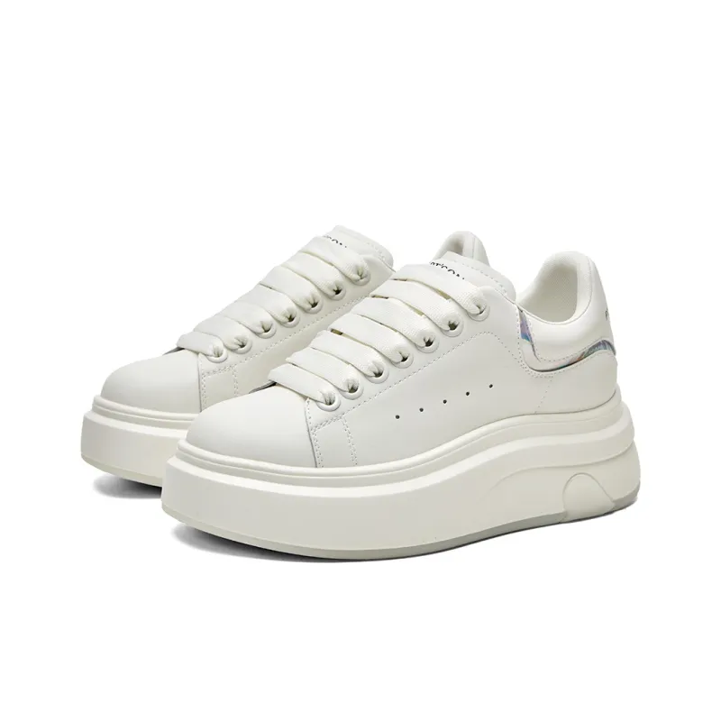 PT'SON Versatile Platform White Sneakers Height Increasing Low Top Skateboard Shoes Women's-2
