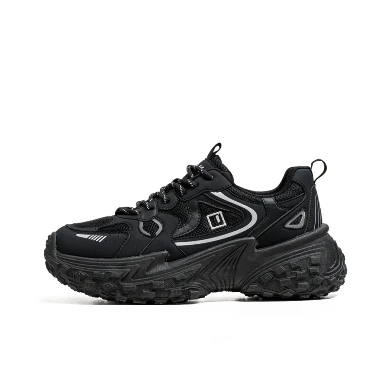 NONGRAK Height Increasing Slip-Resistant Low-Top Chunky Sneakers Men's Black-0