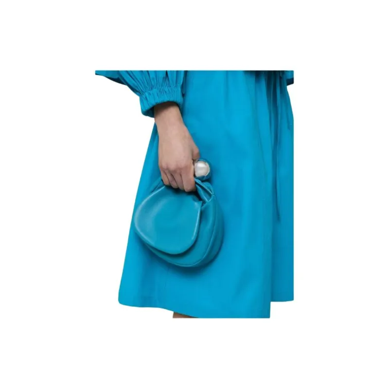 JIL SANDER Calfskin Cloud Dumpling Bag, Clutch Trumpets Women's Blue-4