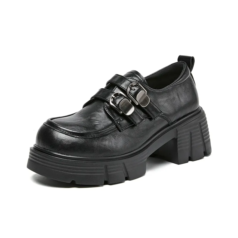 La Chapelle Chunky Heel High Heels Women's Black-1