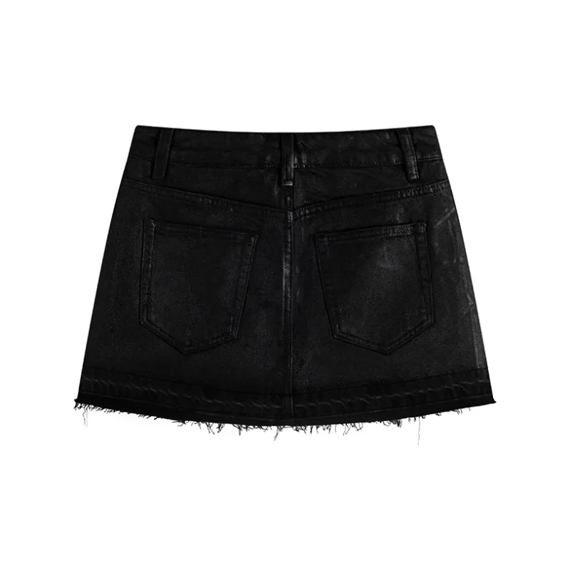 Ouyang Denim Short Skirts Women's Black-1