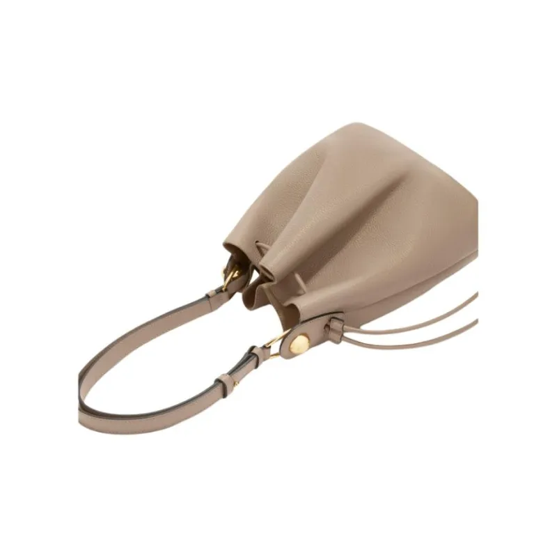 Furla Textured Calfskin Bucket Bags Shoulder Bags Small Size Women's Camel-2