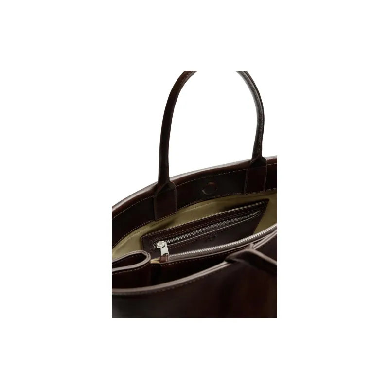 ZARA Cow Leather Tote Bag Shopping Bag Handbag Men's Brown-5