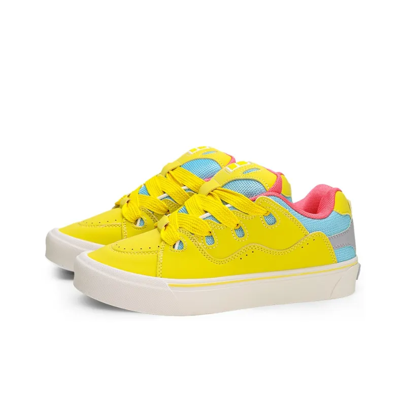 GLO BULL Anti-Slip And Wear-Resistant Breathable Low-Top Skateboard Shoes Unisex Yellow Blue Pink-2