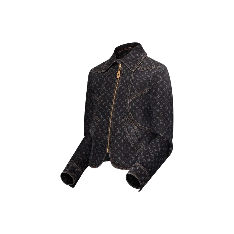 LOUIS VUITTON Monogram Denim Zip-Up Jacket-2